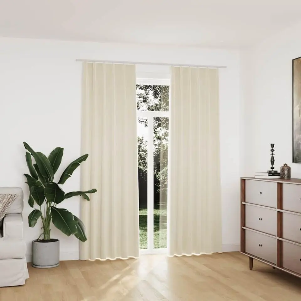 vidaXL - Gordijn - Crème - Fluweel - 140 x 225 cm - 2 stuks