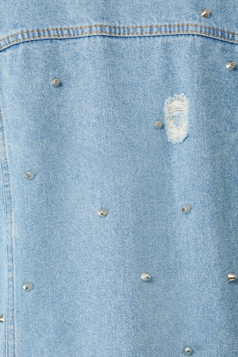 Jeansjacke, Ziernieten, Hemdkragen, Langarm