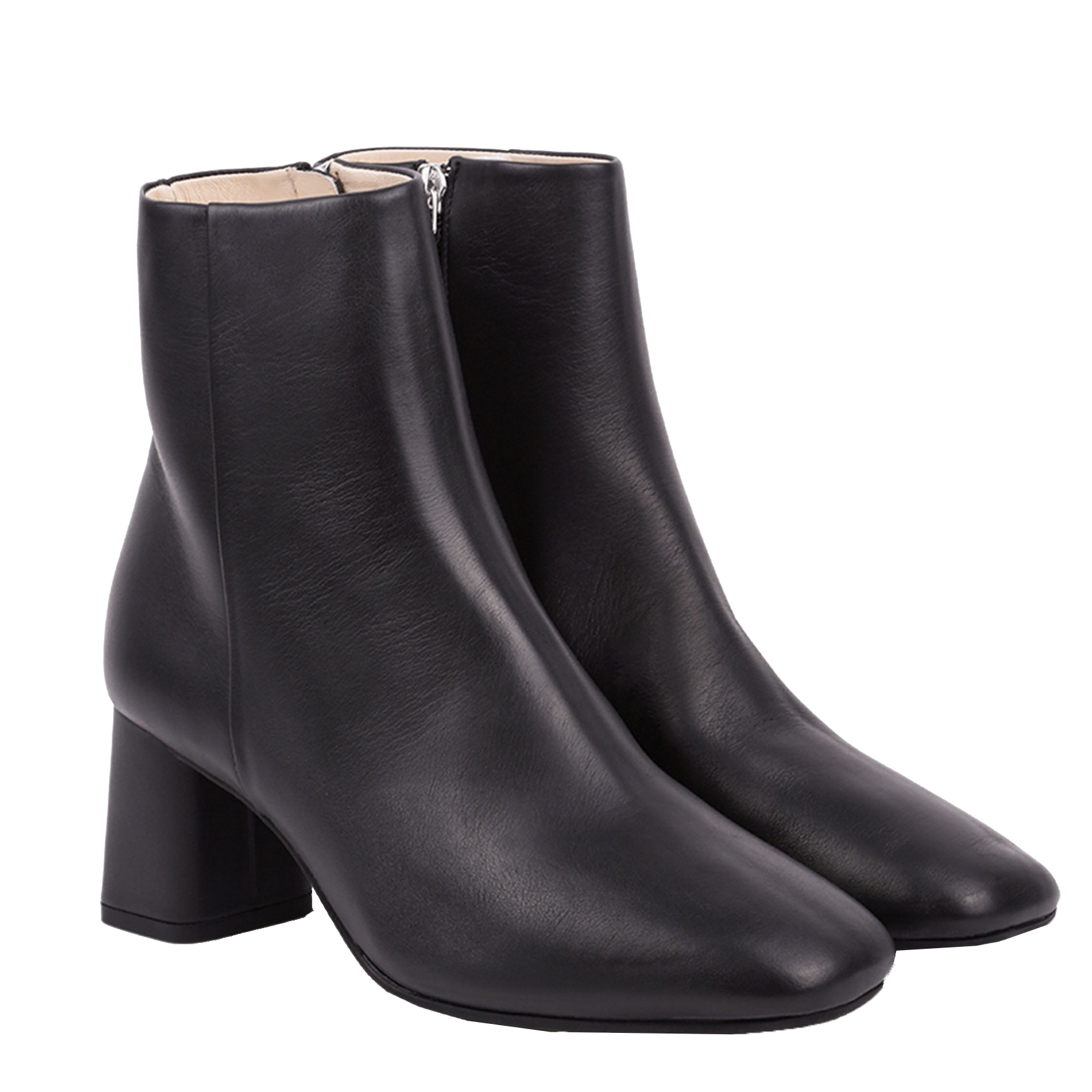 PHOEBE - Bottines à talon en cuir | Noir