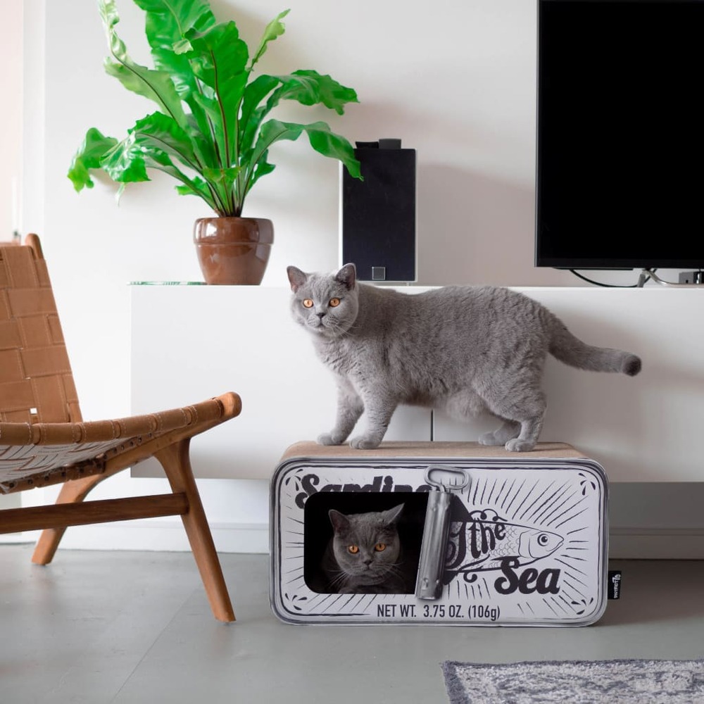 Griffoir/grotte pour chats sardine blanc