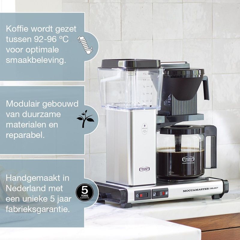 Moccamaster - KBG Select - Filterkoffiemachine - Geel - Koper Verwarmingselement