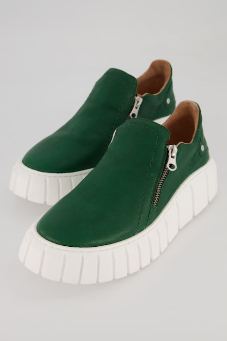 Leder-Slip-Ons, Zipper, Wechselfußbett, Komfortweite