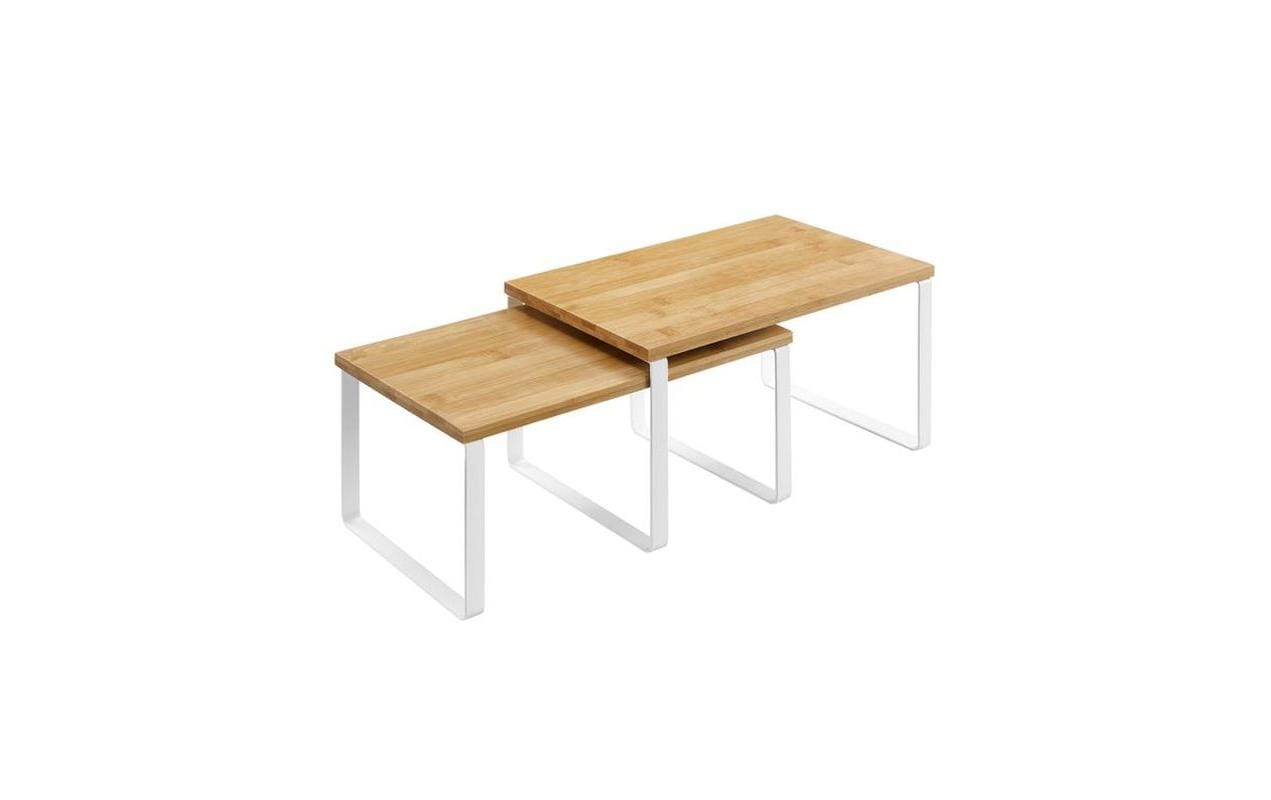 Regal 2er Set, Bambus, Natur/WeissRobustes Standregal-Set