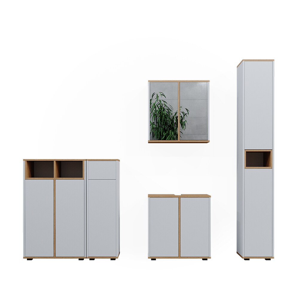 Vicco Badmöbel-Set Didi Weiß Eiche 5 Teile