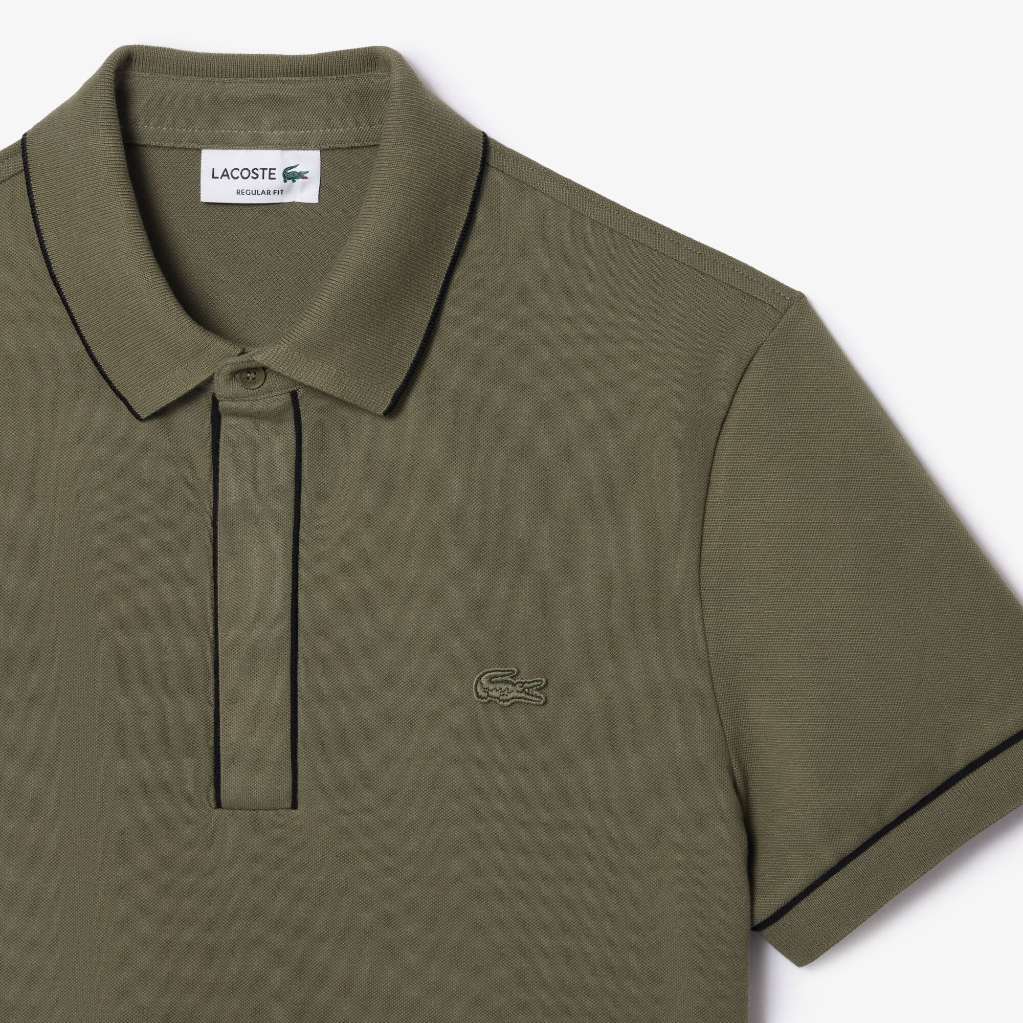 Smart Paris Poloshirt aus Baumwolle mit Stretch mit Kontrastrand Kurze Ärmel - Grün - Lacoste - Herren