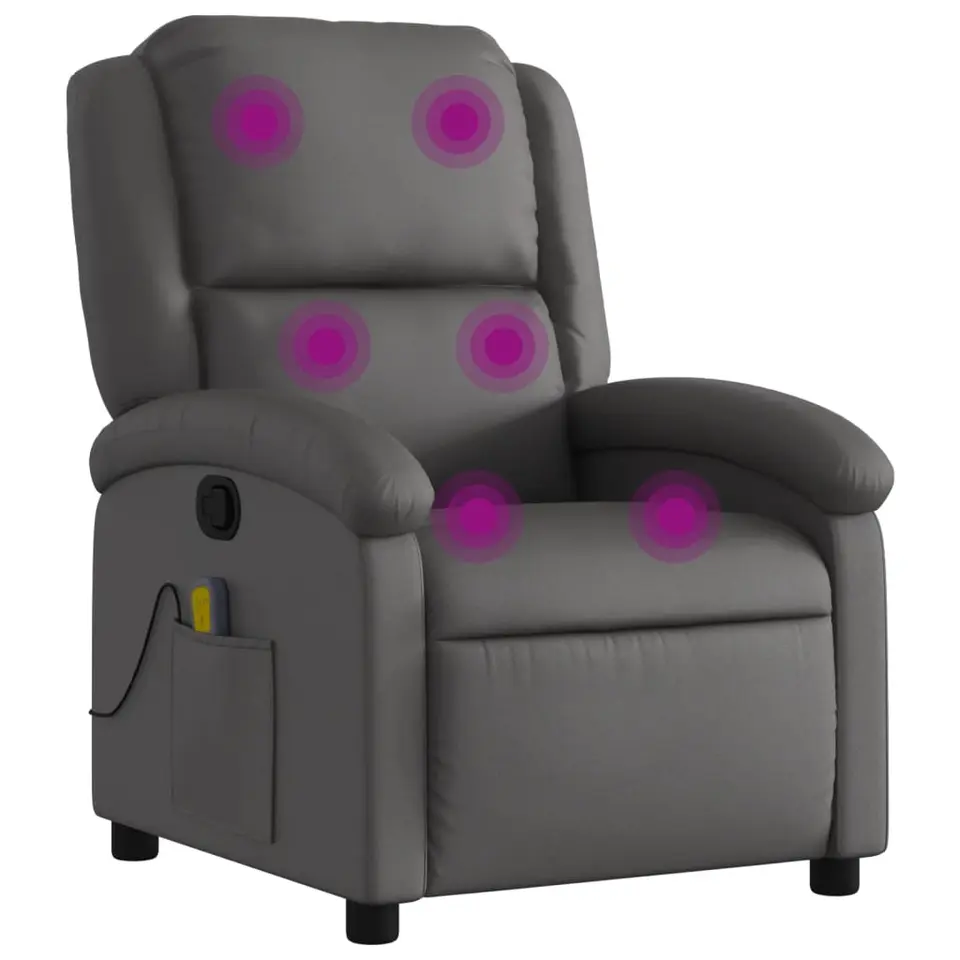vidaXL - Massagestoel - Grijs - Leer