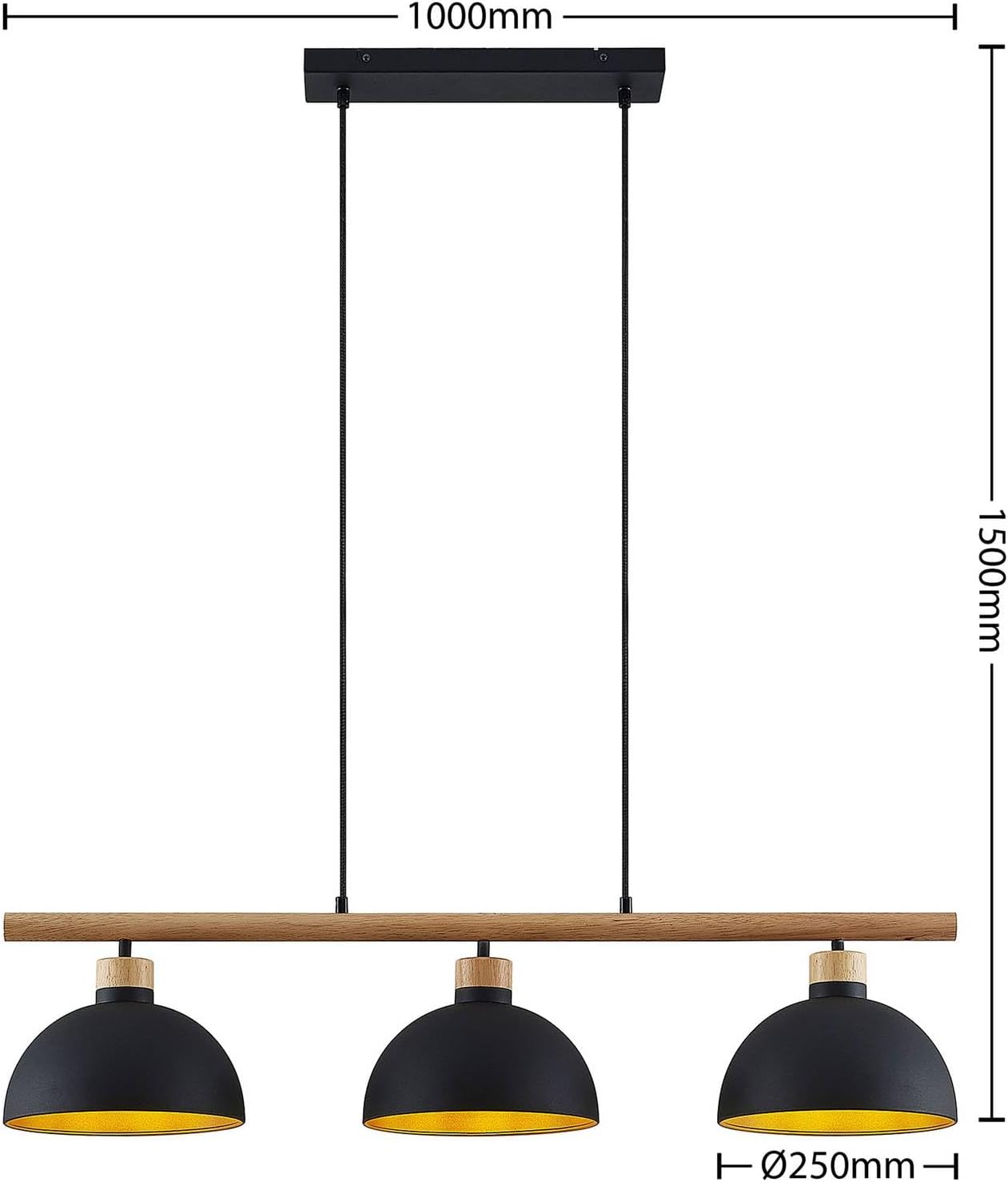 Lindby Pendelleuchte Tirzana (Retro, Vintage Antik) in Schwarz aus Metall (3 flammig E27) - Deckenlampe Esstischlampe Hängelampe Hängeleuchte Wohnzimmerleuchte