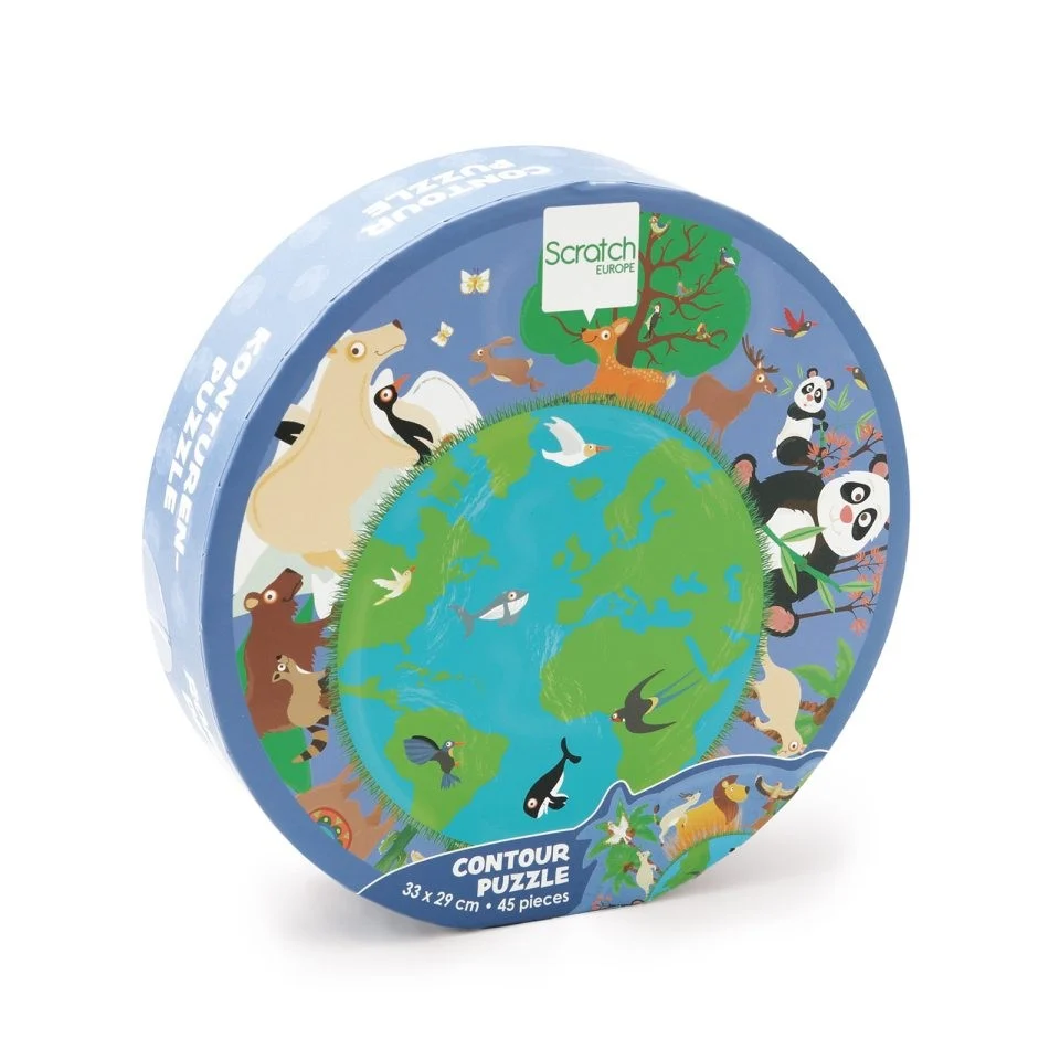 Scratch Europe - Silhuet puslespil - verden (45 brikker)