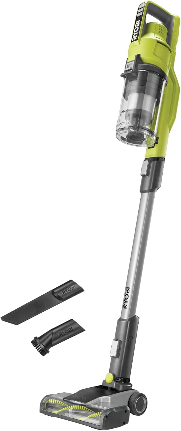 RYOBI 18 V ONE+ Akku-Bodenhandsauger RSV18-0 (30 AirWatt Saugleistung, 820 l/min Luftstrom, 24 cm breite Bodendüse, ohne Akku und Ladegerät), Grün