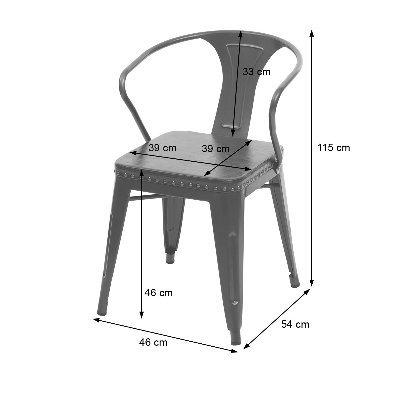 Set Bistrotisch 2x Esszimmerstuhl MCW-H10d, Stuhl Tisch Küchenstuhl Gastronomie MVG ~ schwarz-grau, Tisch dunkelbraun