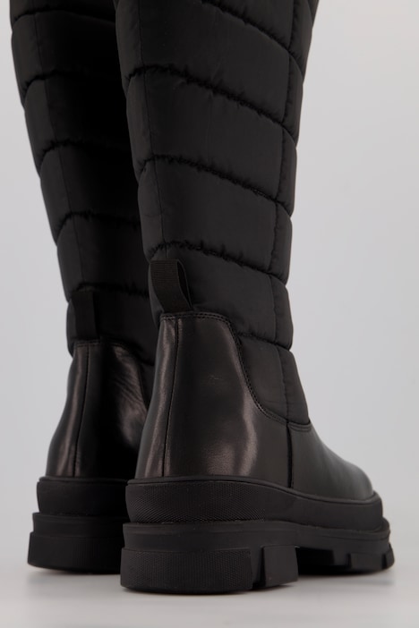 Lederstiefel, XL-Steppschaft, Fleecefutter, Weite H