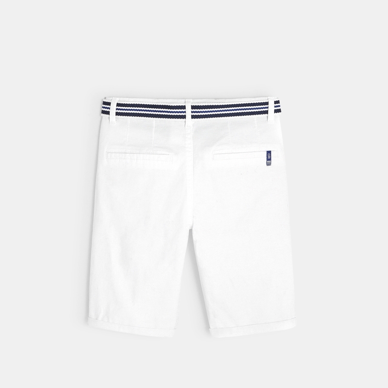 Bermuda stretch imprimé ceinturé blanc garçon