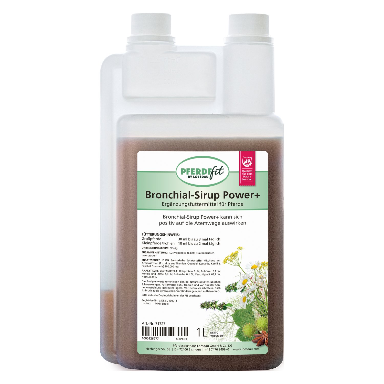 PFERDEfit by Loesdau Bronchial Sirup Power +  - 1 Liter