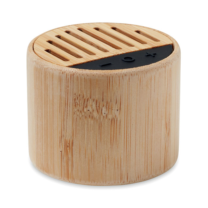 GiftRetail MO6818 - ROUND LUX Haut-parleur sans fil bambou
