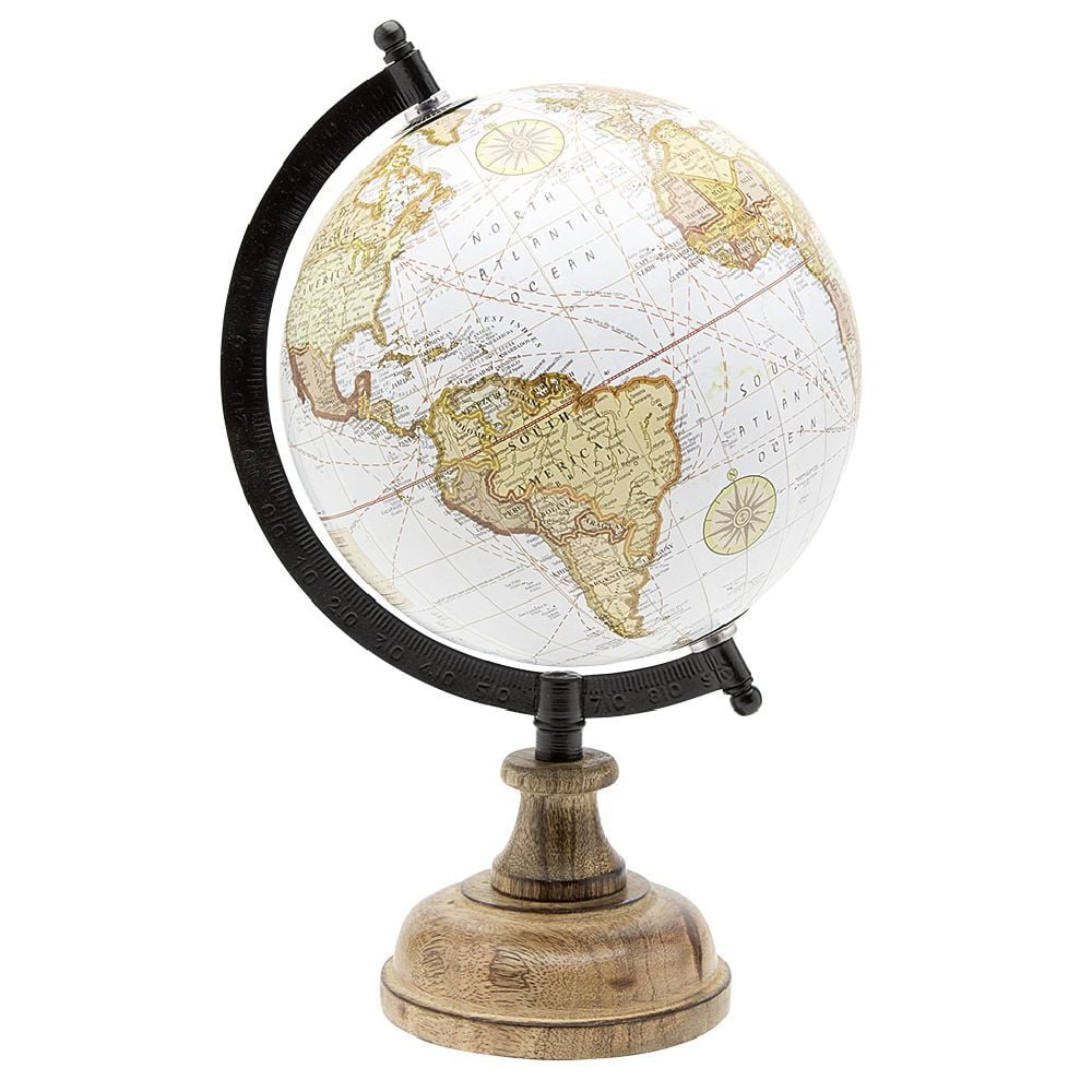 Globe terrestre sur pied en manguier et métal rose blanc noir ou jaune