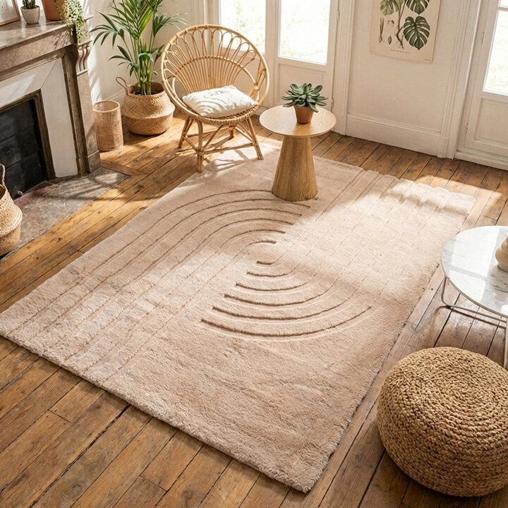 Zacht hoogpolig vloerkleed - Carvy Curves Taupe