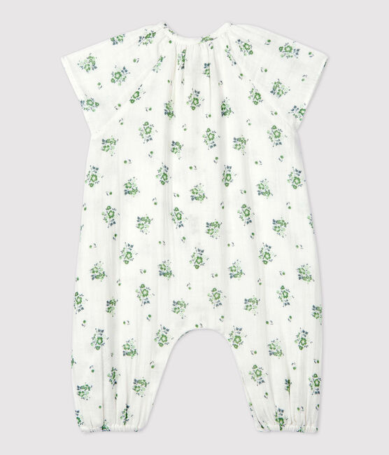 Combinaison longue imprimé fleuri en gaze de coton bio bébé