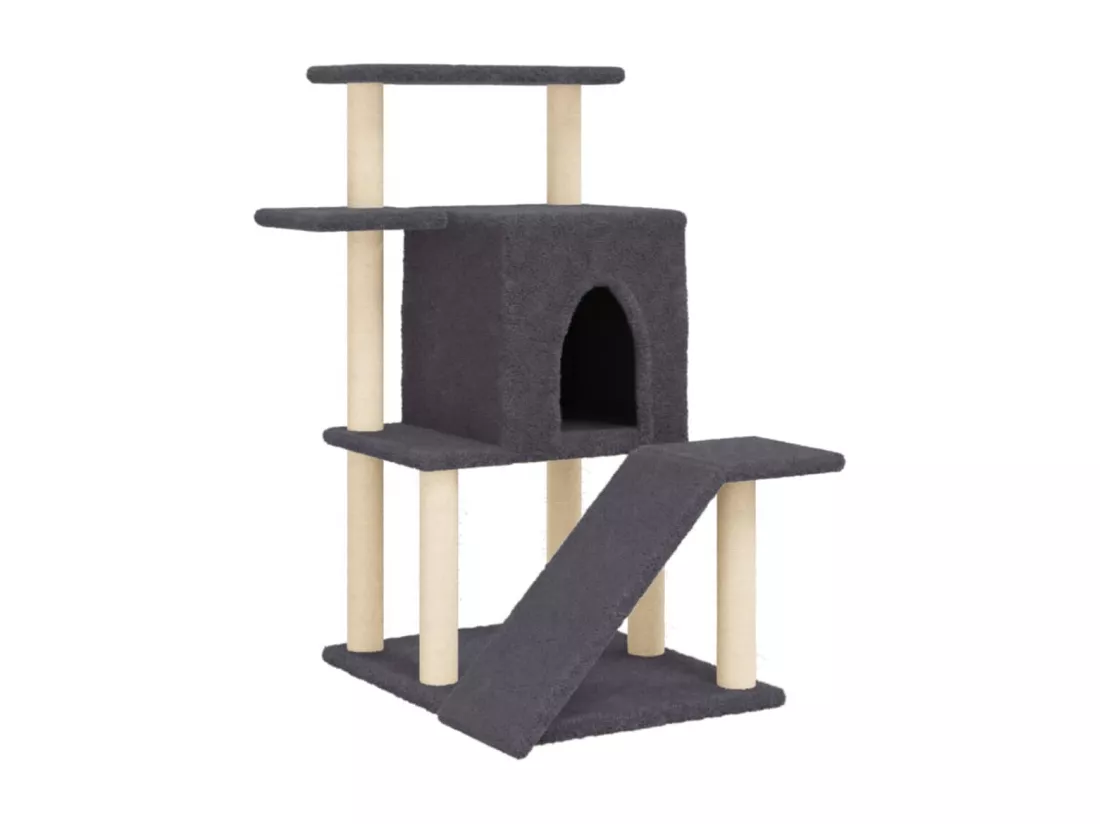 Arbre à chat avec griffoirs en sisal gris foncé 97 cm