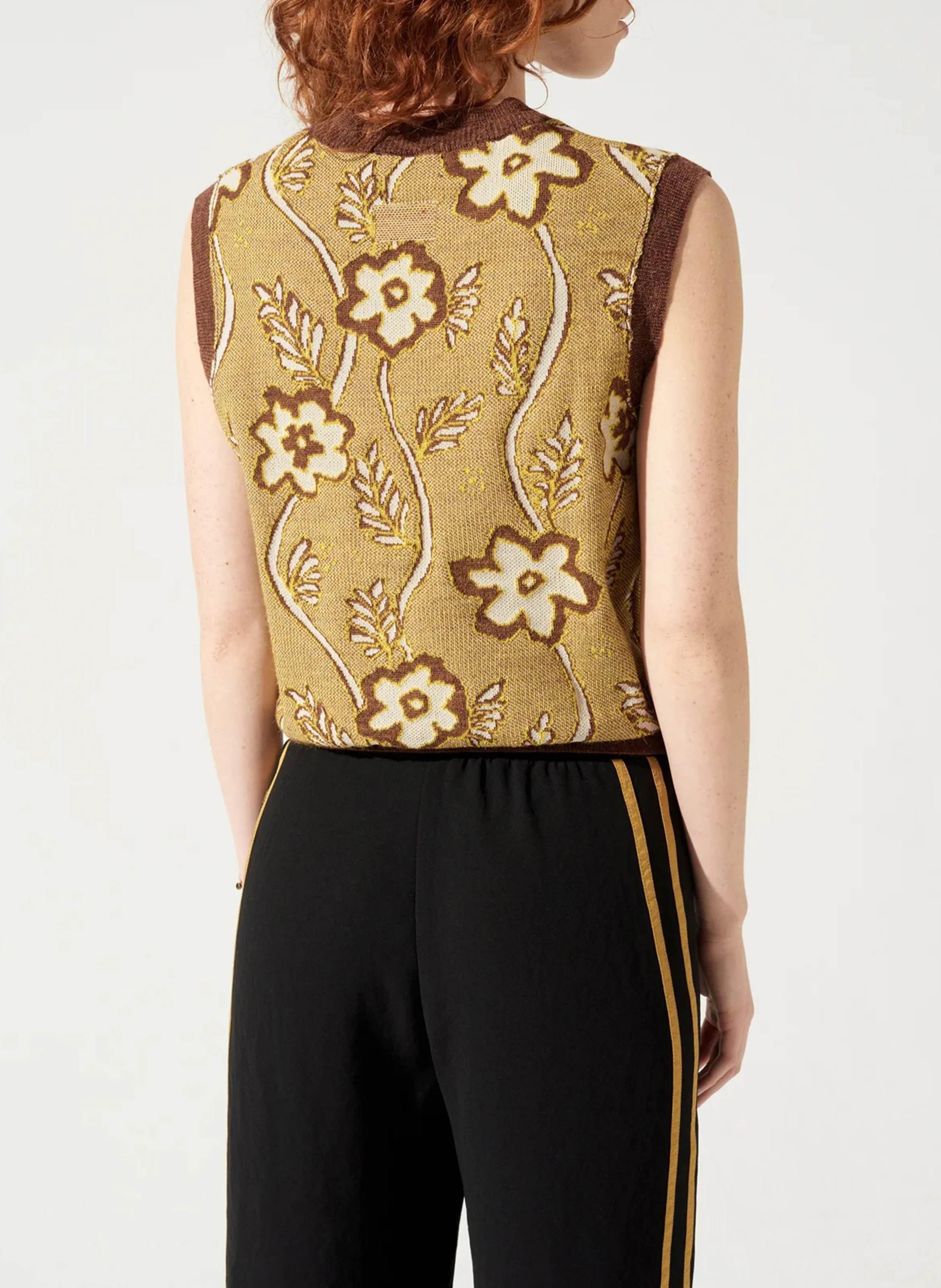 Pull sans manches en jacquard| Jaune
