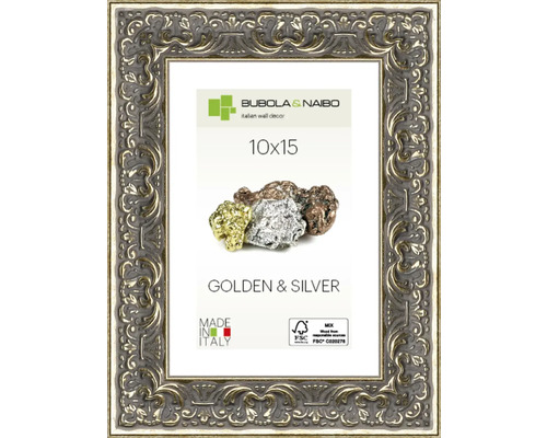 Houten fotolijst GOUDEN & ZILVEREN Romantisch zilver 10x15 cm