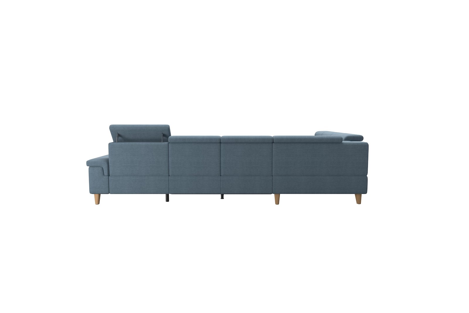 Anna C22 hjørnesofa (PMCMM) med LS (M) Tekstil Dahlia Light Blue med A2 arm og eikbeisede skrå ben, 14 cm. (Power-Manual-CornerManual-Manual-Manual)