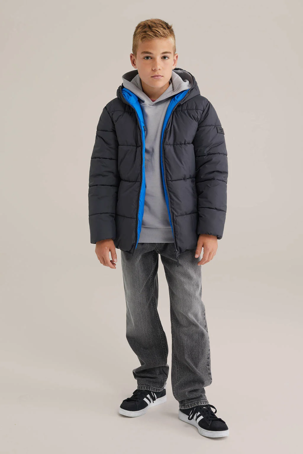 WE Fashion Blue Ridge reversible jas blauw