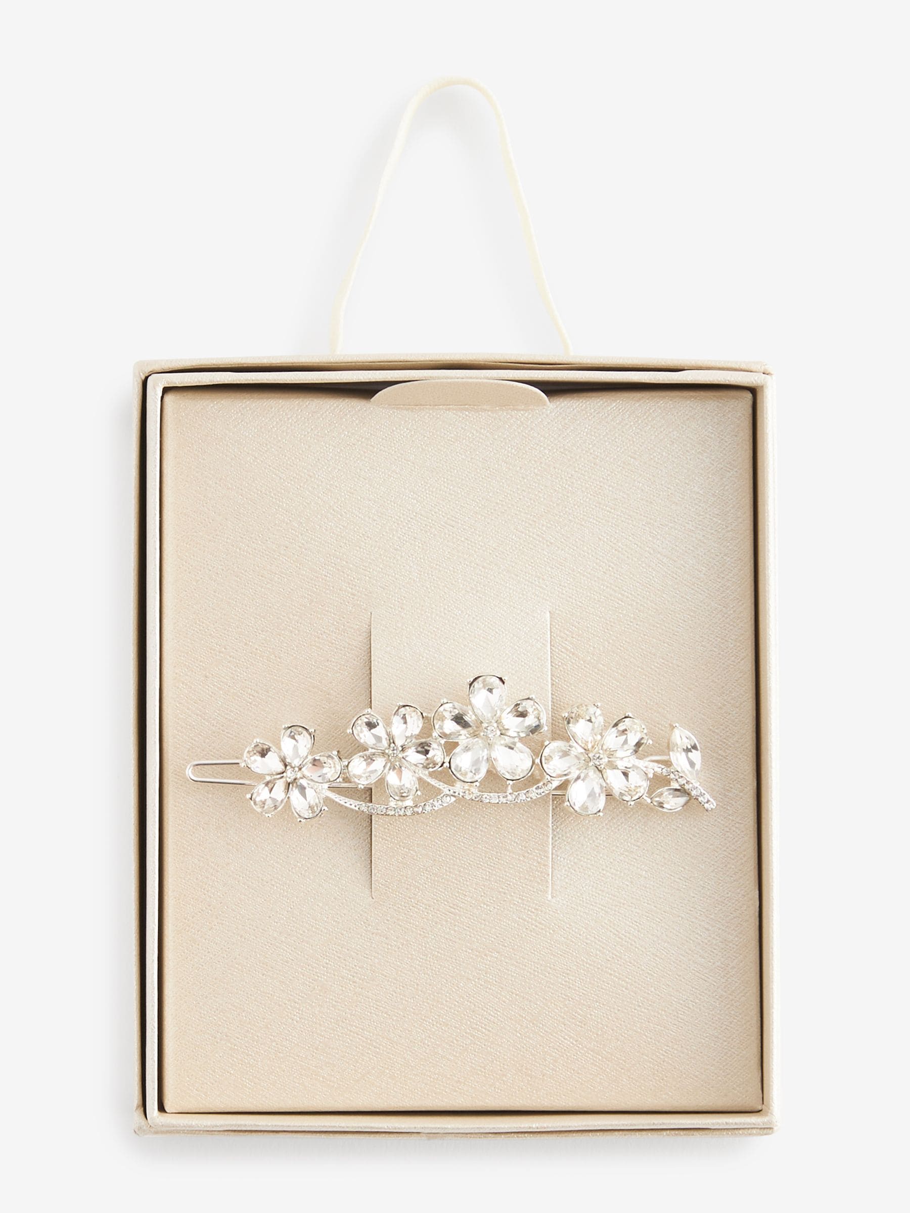 Zilverkleurig - Barrette haarspeld met glitterbloem voor bruiden