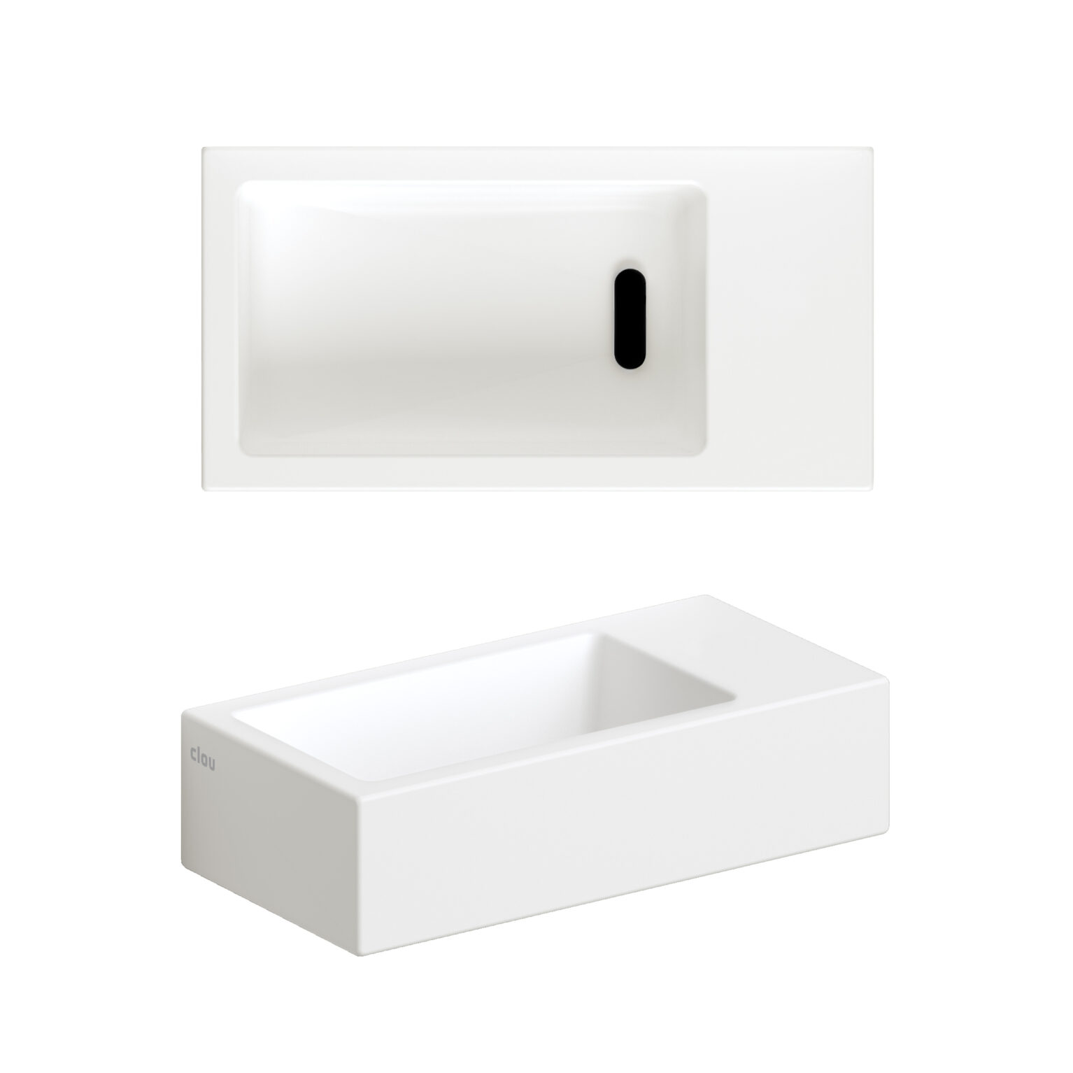 Clou Flush 3 keramische fontein 36cm zonder kraangat rechts wit mat