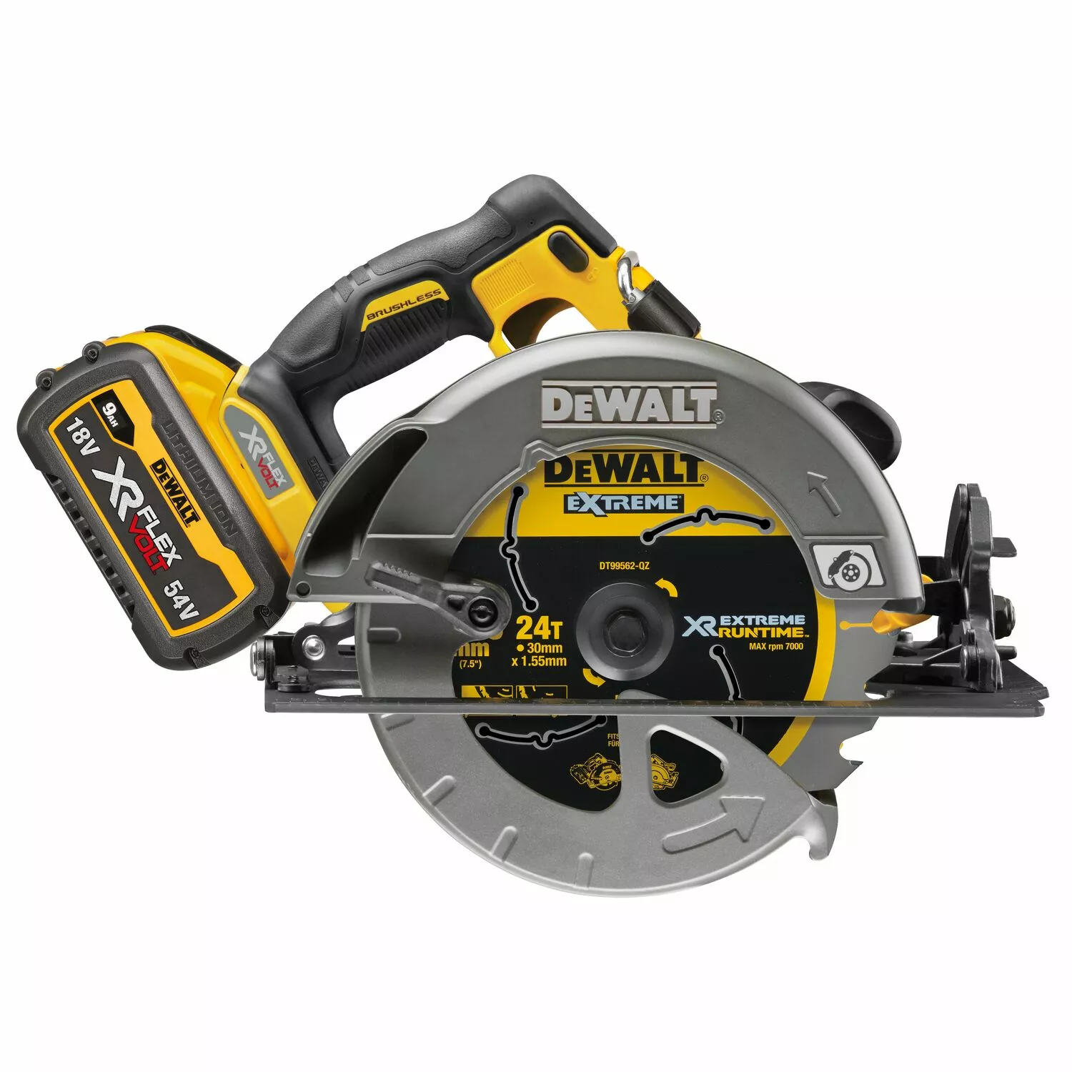 DeWALT DCS578X2-QW 54V Li-ion FlexVolt Accu Cirkelzaag set (2x 9.0Ah) in TSTAK koffer - 190 mm