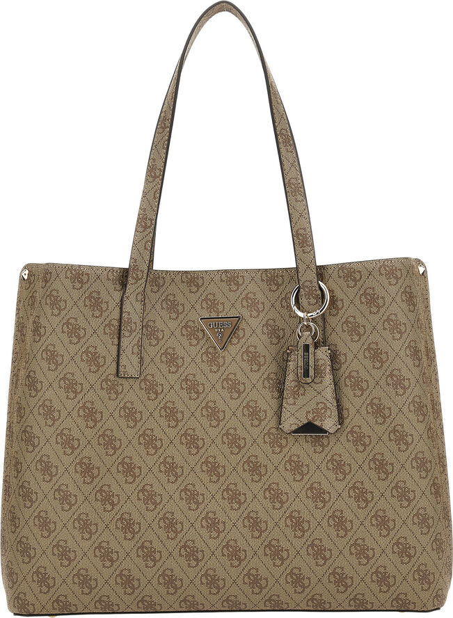 GUESS MERIDIAN GIRLFRIEND TOTE Latte logo