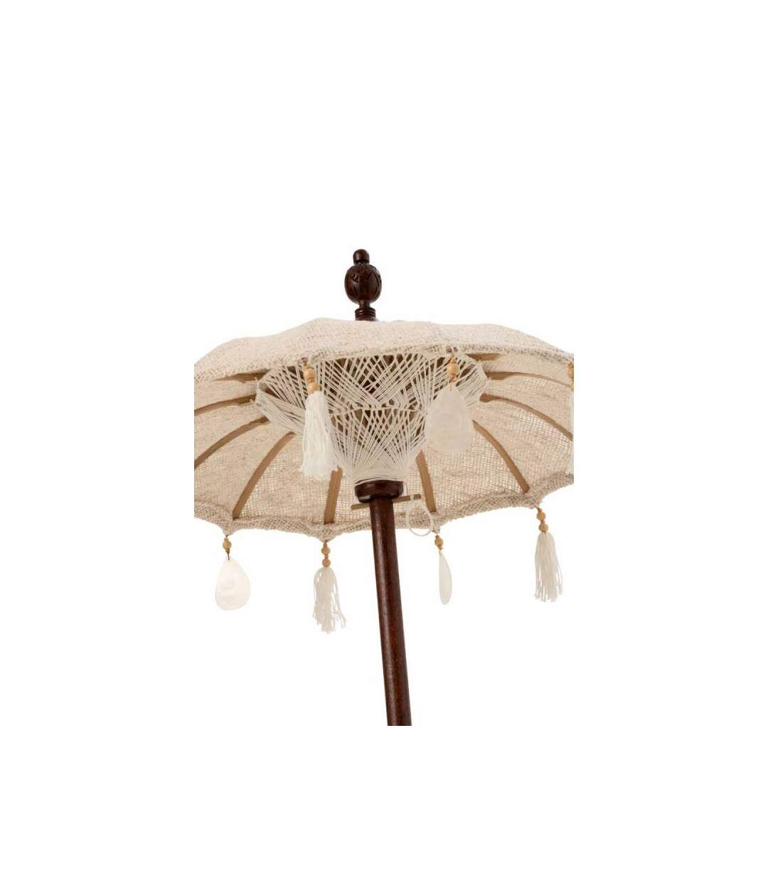 Paris Prix - Parasol Déco pompons & Coquillages 90cm Beige