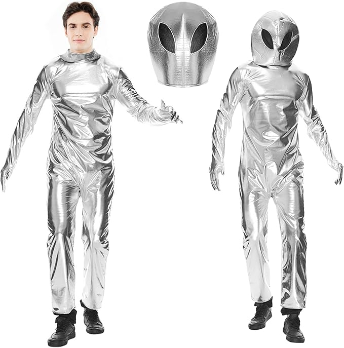 (180-190cm) Fasnacht Erwachsenen Kostüm Alien Overall Verkleidung für Motto Partys / Halloween - Silber