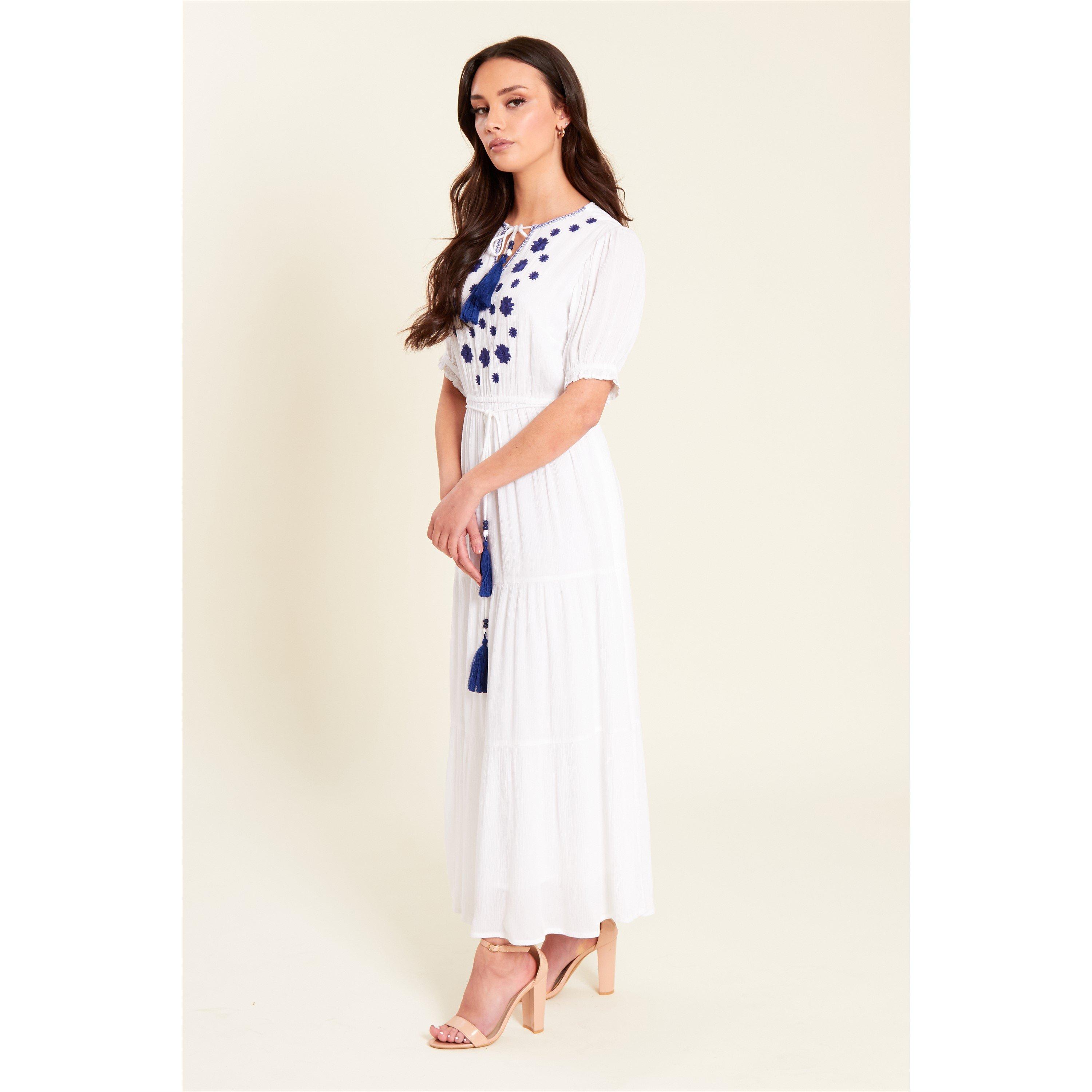 Be You Emb Emb Crinkle Midi Dress