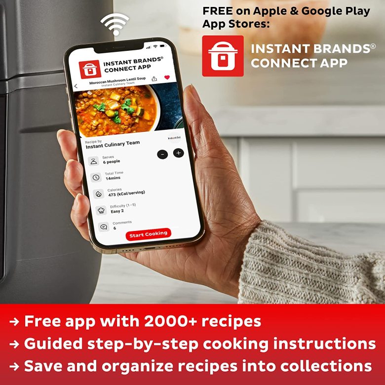 Omni Pro 19 QT/18L Air Fryer Toaster Oven Combo, From the Makers of Pot, 14-in-1 Functions, Fits a 12" Pizza, 6 Slices of Bread, App with Over 100 Recipes