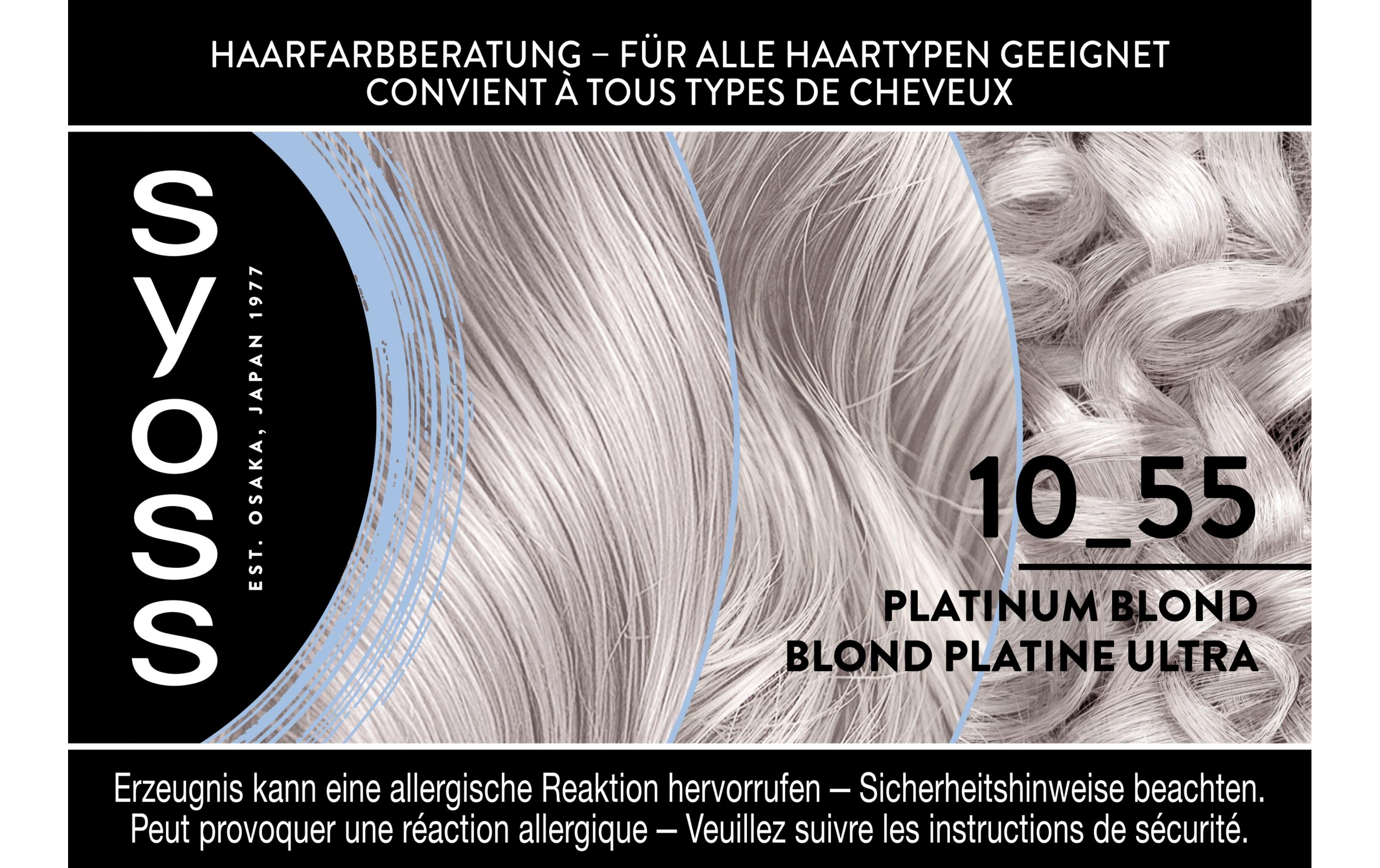 Haarcoloration Aufhellung 10-55 Platinum BlondPermanente Coloration mit Keratin verleiht einen kühlen Farbton