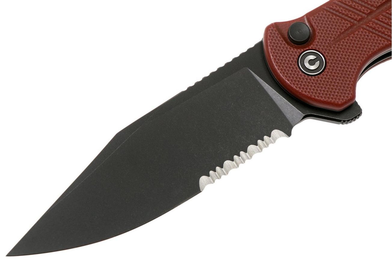 Civivi Cogent C20038E-2 Blackwashed Serrated Edge, Burgundy G10 zakmes