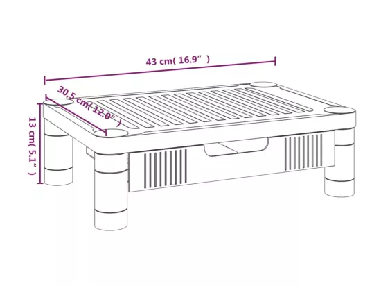 Support de moniteur Noir 43x30,5x13 cm