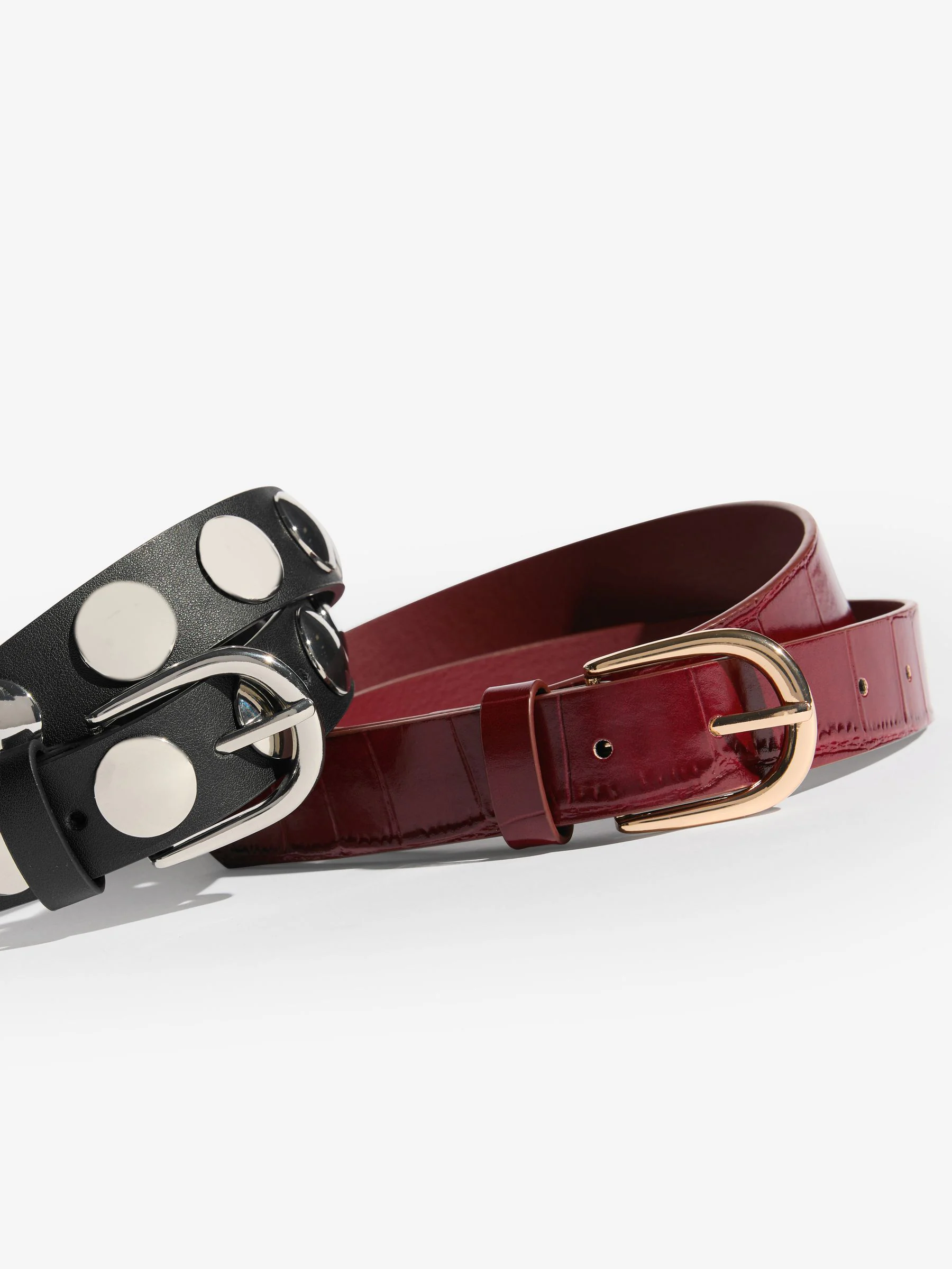 Bordeauxrood en zwart - Friends Like These Studded Belts 2 Pack