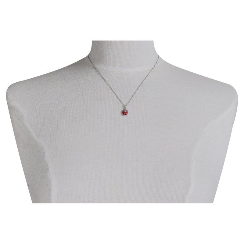 Pendentif Argent Coccinelle Bombée Ligne Rouge et Noire
