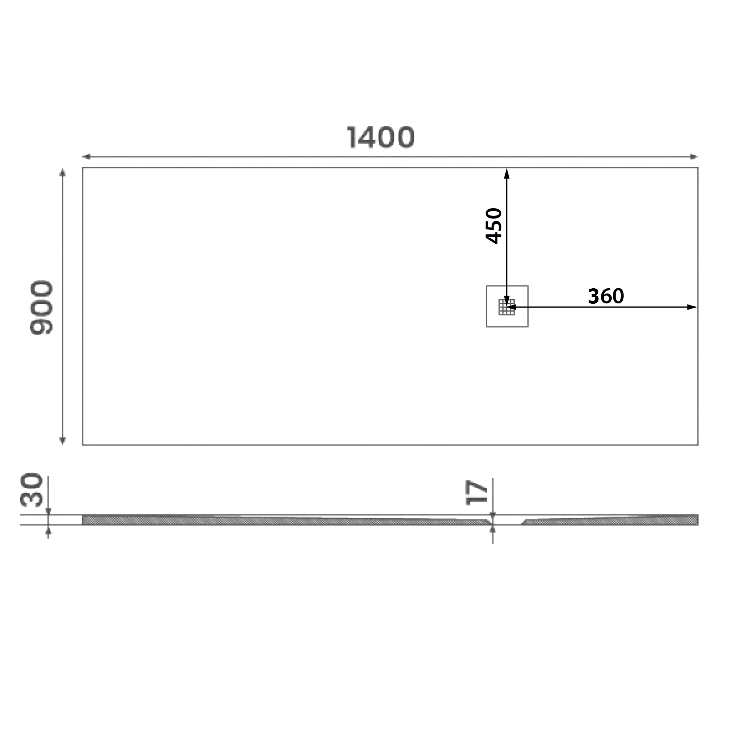 Gelco Mitia rechthoekige douchebak stone-look 140x90cm wit