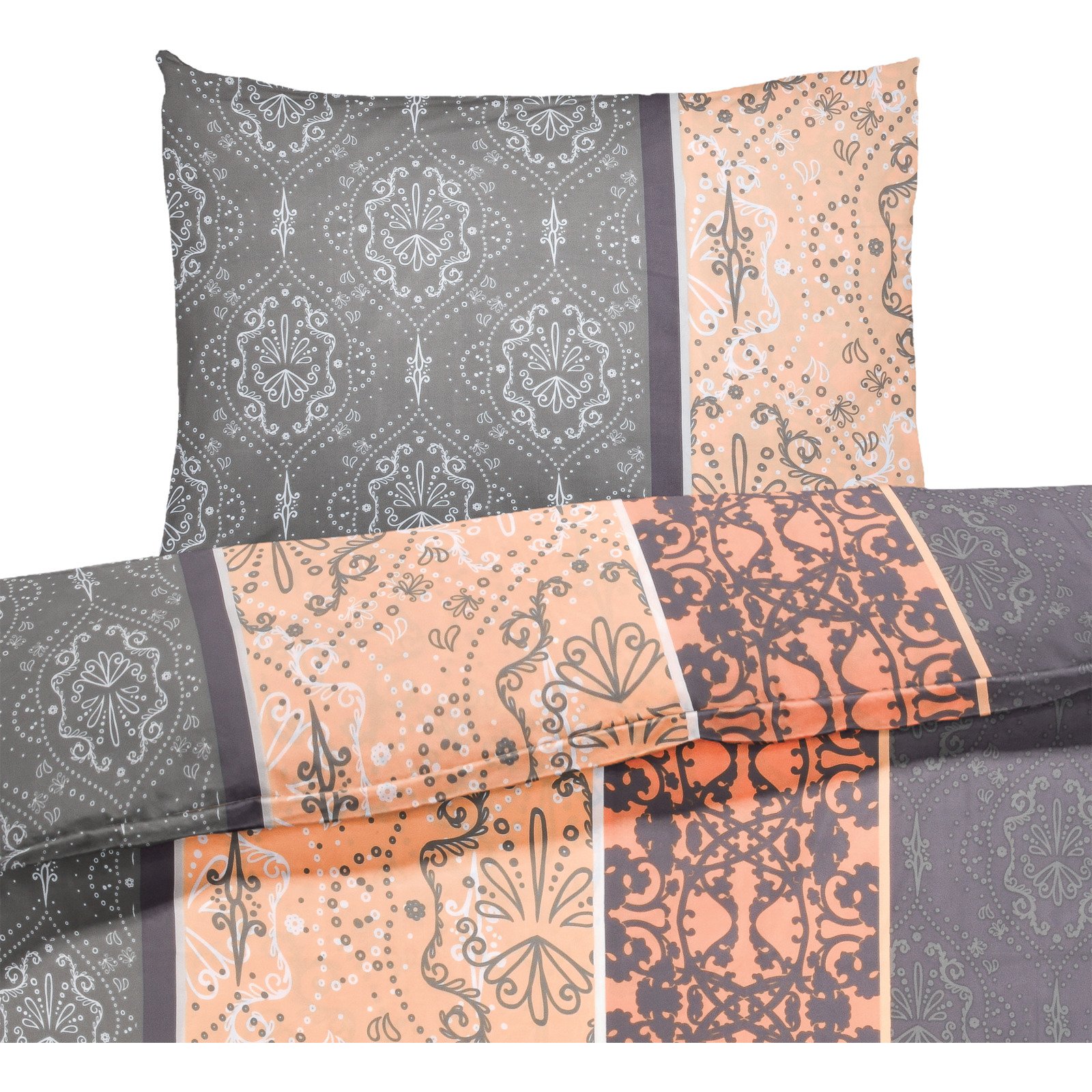 Bettwäsche Micro-Polyester Mosaik lachs 160x210 65x100 Bettanzug Nord