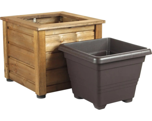 Houten plantenbak 43 x 43 x 38 cm, kastanje