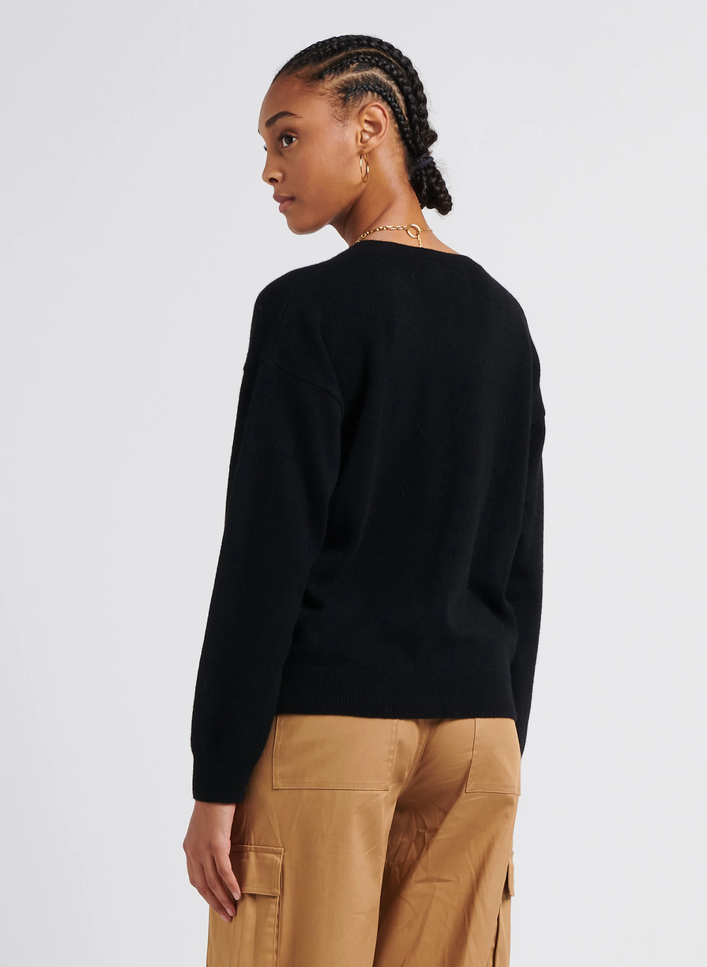 SEVENE - Pull col V en cachemire | Noir