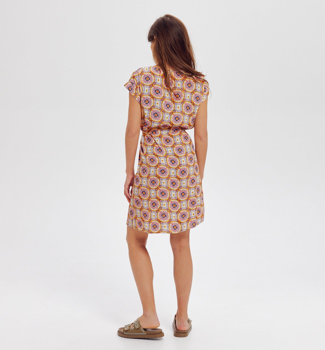 Robe courte - Imprimé écru