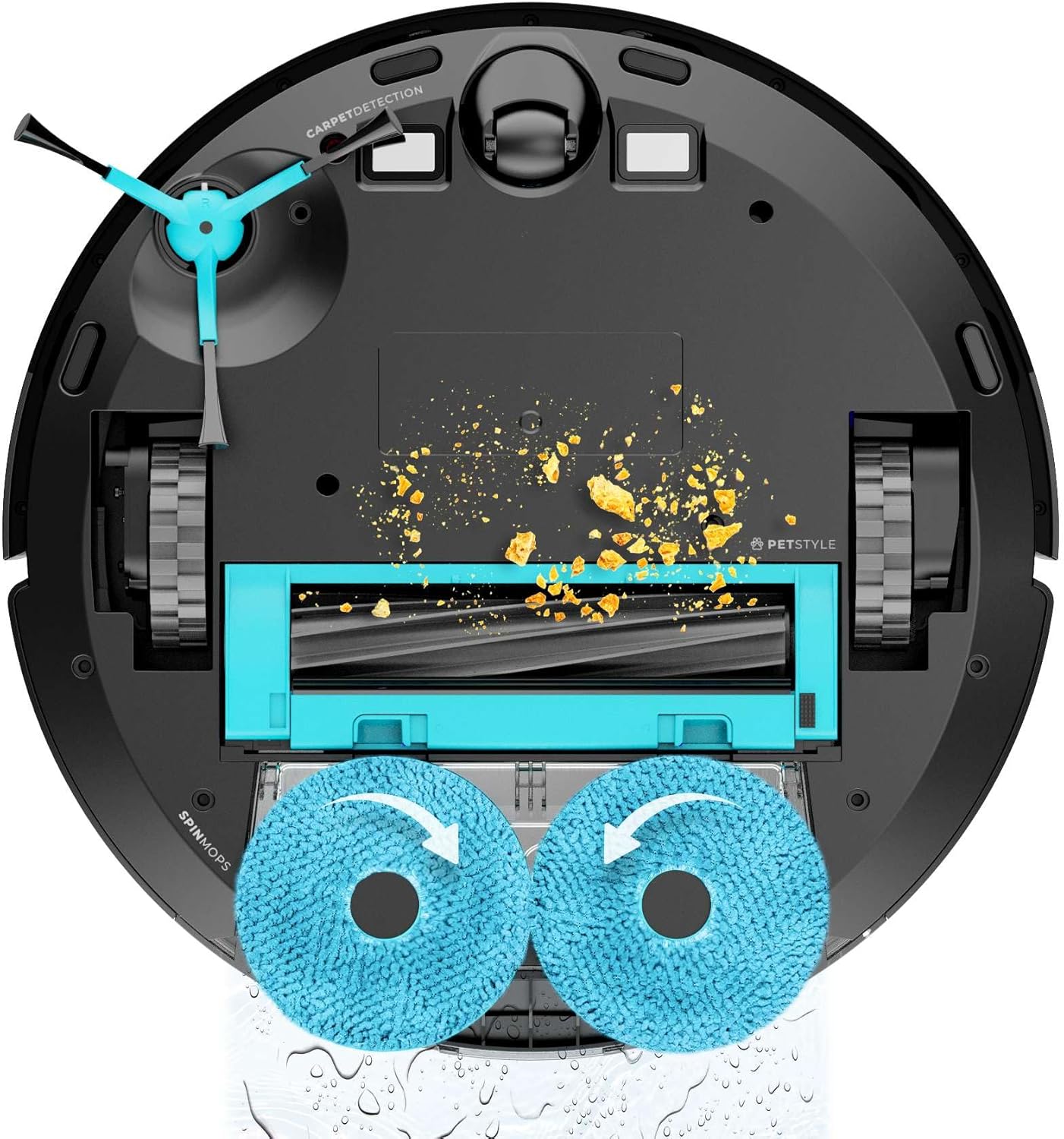 Cecotec Saugroboter Conga 9590 Spin Revolution Ultra Power Home, Lasernavigation, Künstliche Intelligenz, 10.000 Pa, max. 240 Minuten Akkulaufzeit, rotierende Mops, Silikonbürste für Haustiere.