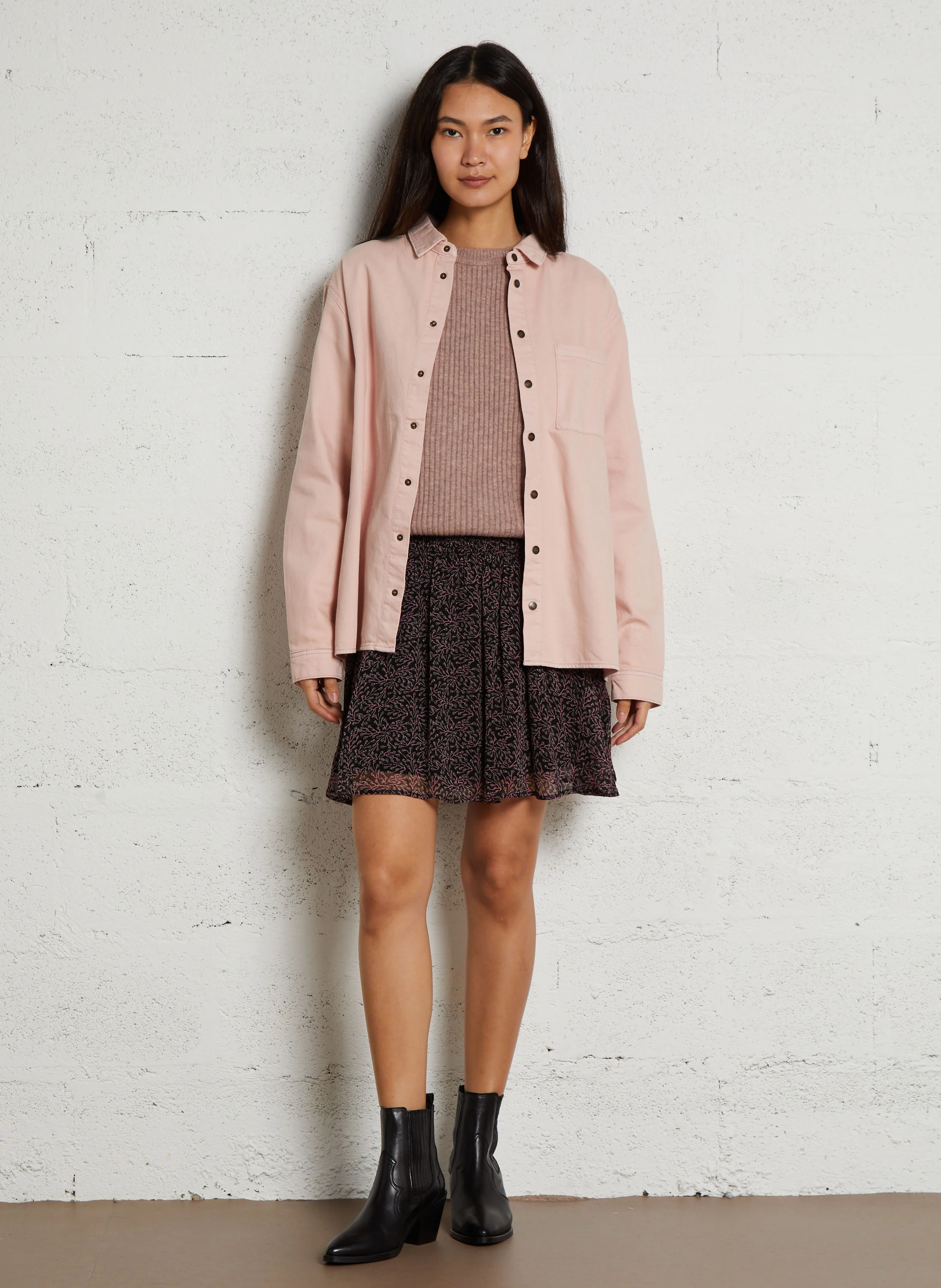 THOMAS - Chemise droit en coton| Violet