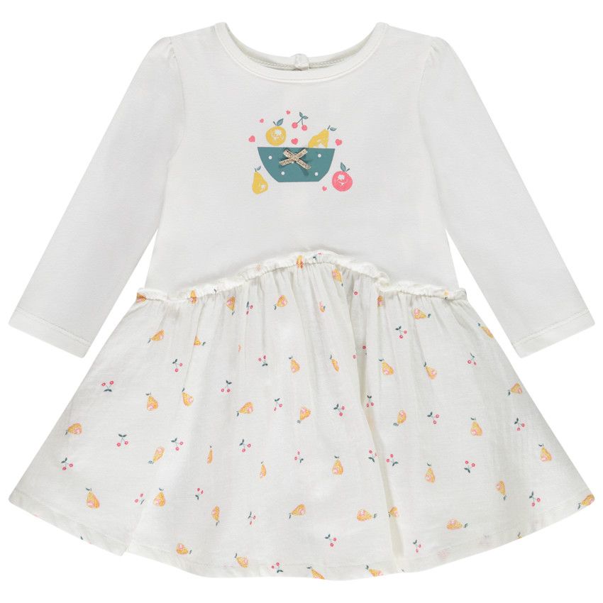 Robe 2 en 1 en jersey pour bébé fille - Ecru