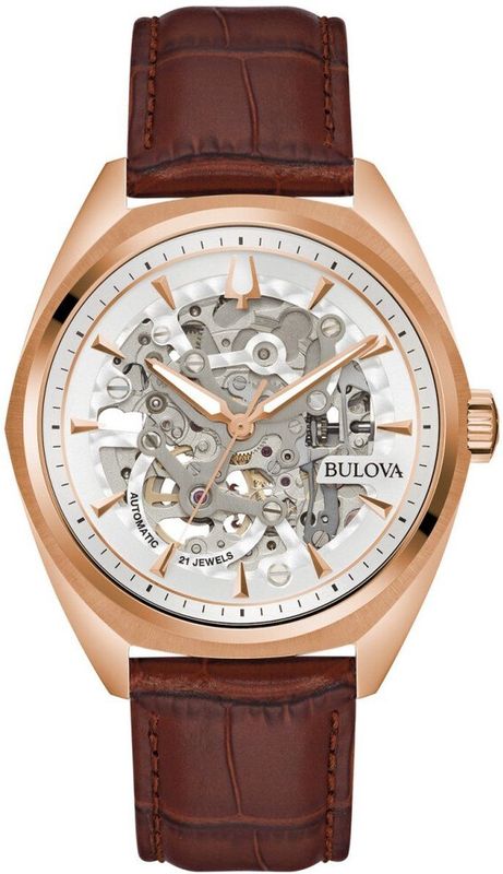 Bulova - Chronograaf Horloge - Roségoud - Leer - Bruin