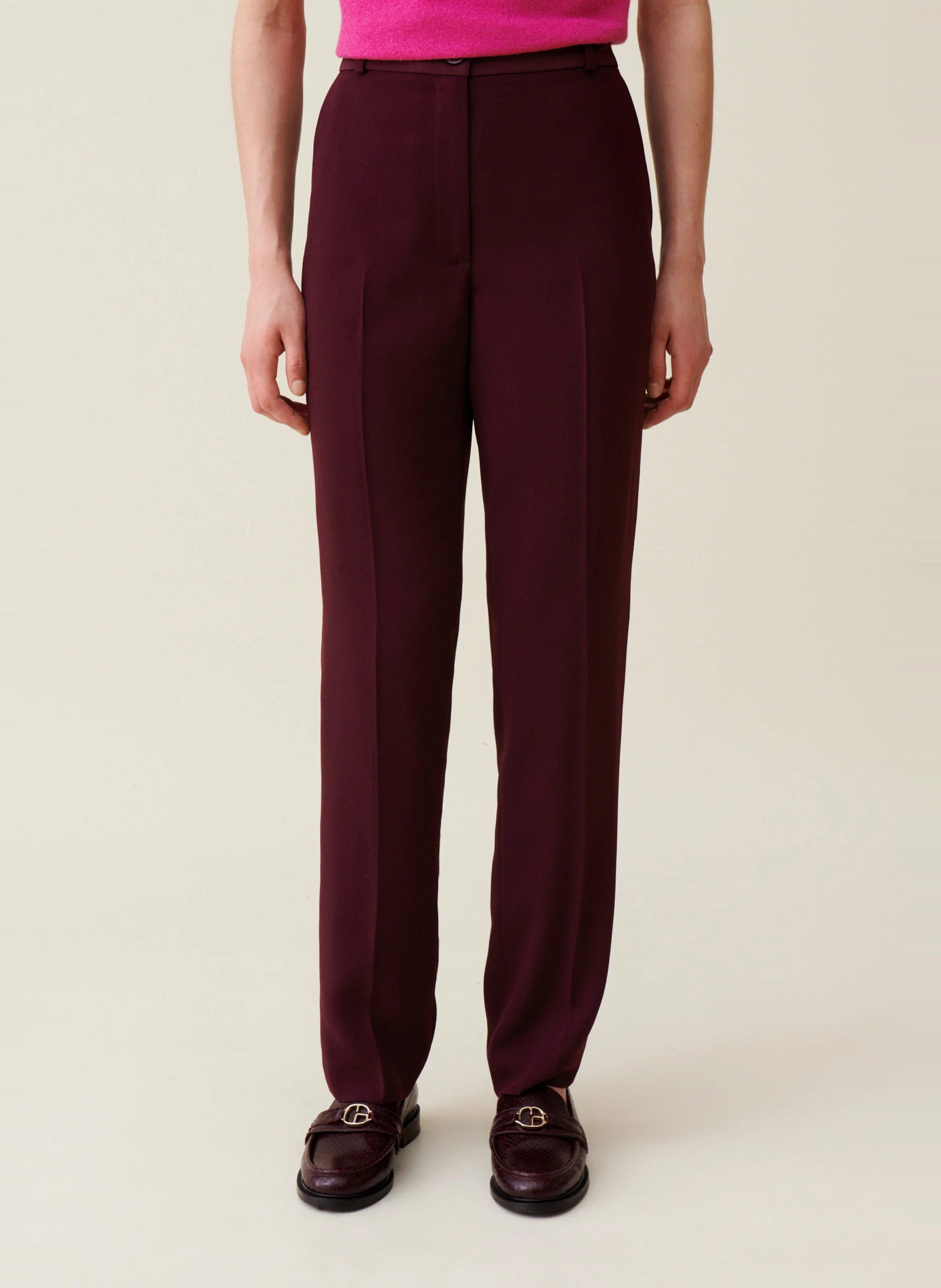 Pantalon droit à plis | Rouge