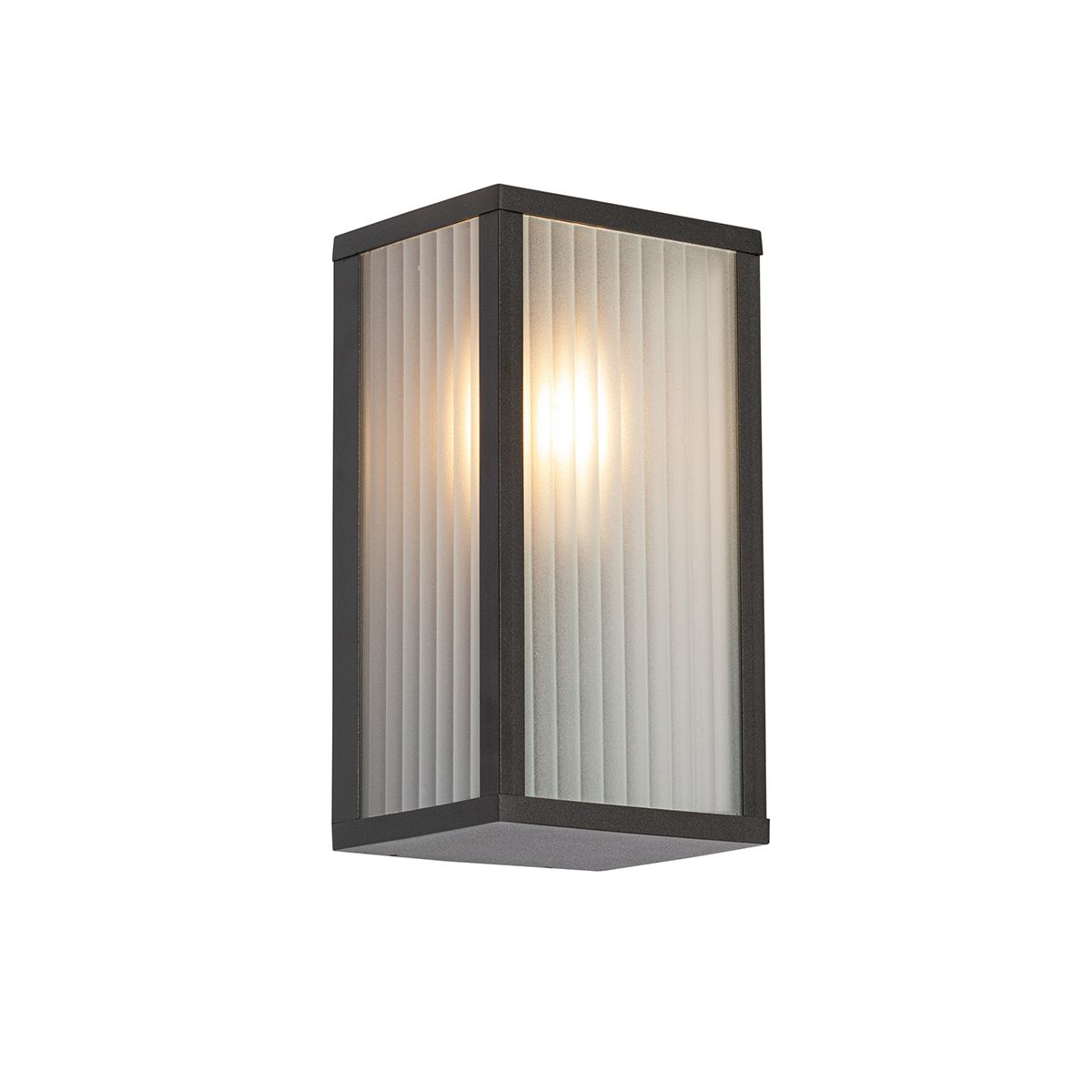 Buiten wandlamp zwart met ribbel glas IP44 - Charlois